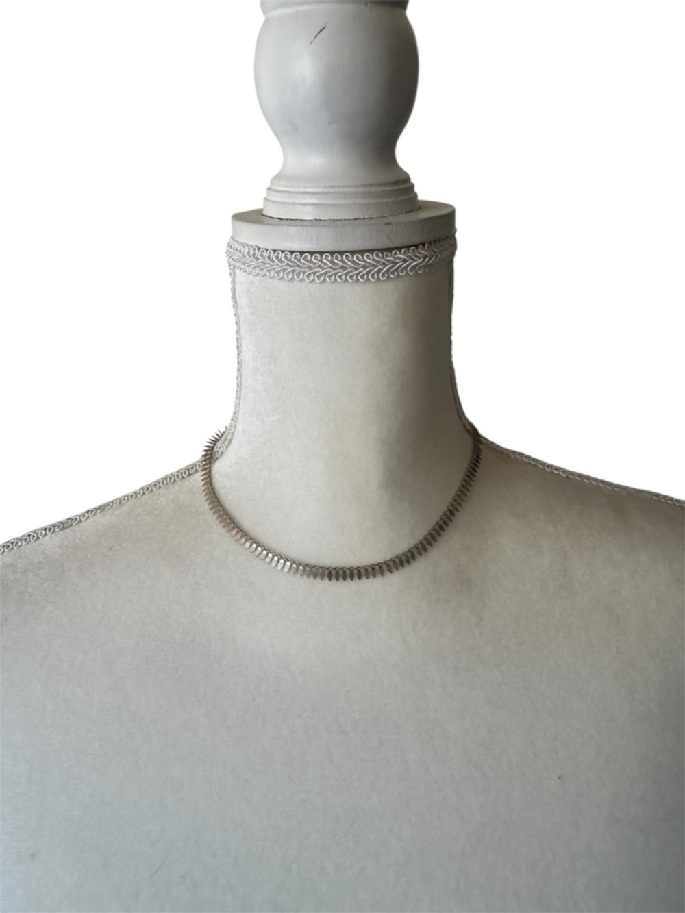 italy Silver Herringbone-Style Choker Necklace - Silver